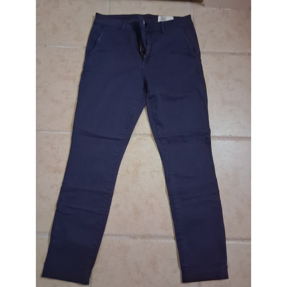 Cosmic Blue Love Navy Blue Slim Fit Chino Pants Trousers Tapered Leg Casual